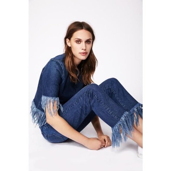 💕3x1💕 Straight Crop Fringe Jean Button Fly High Waisted Cropped ~ Lima 27 NWT